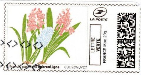 Stamp, Spring. Pink and Blue Hyacinths, Personalized and Private Mail Stamps,  , Flowers, Spring