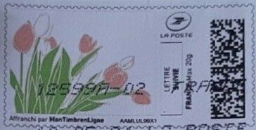 Stamp, Spring. Pink Tulips, Personalized and Private Mail Stamps,  , Flowers, Spring, Tulips