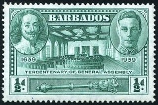 Stamp, Tercentenary of the General Assembly, Barbados,  