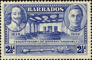 Stamp, Charles I,George VI, Barbados,  , Kings