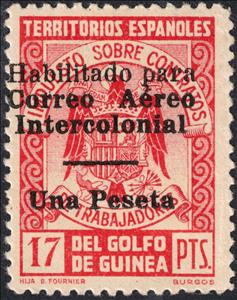 Stamp, Revenue Stamp Overprinted for Postal Use, Spanish Guinea,  