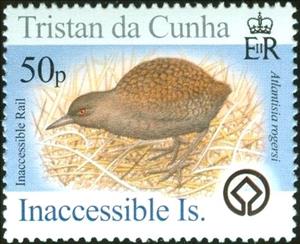 Stamp, Inaccessible Rail (Atlantisia rogersi), Tristan da Cunha,  , Animals (Fauna), Birds, UNESCO World Heritage Sites