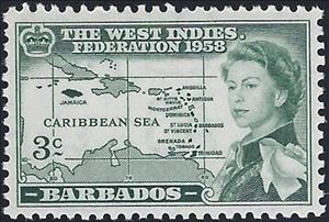 Stamp, The West Indies Federation, Barbados,  , Maps
