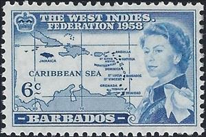 Stamp, The West Indies Federation, Barbados,  , Maps