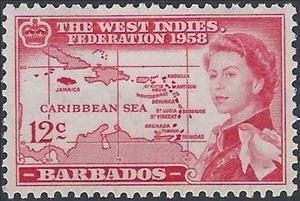 Stamp, The West Indies Federation, Barbados,  , Maps