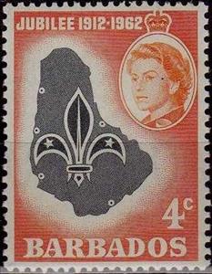 Stamp, Emblem and Map of Barbados, Barbados,  , Scouting