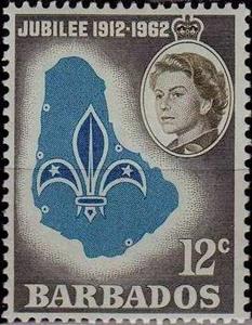 Stamp, Emblem and Map of Barbados, Barbados,  , Scouting