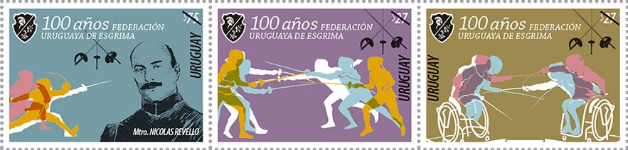 Se-tenant, Fencing Federation of Uruguay, Centenary, Uruguay,  , Disabled, Fencing