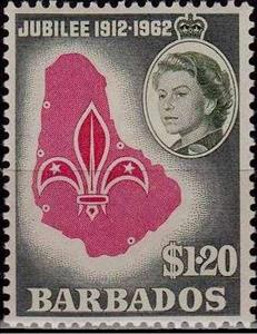 Stamp, Emblem and Map of Barbados, Barbados,  , Scouting
