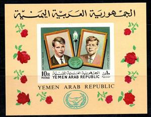 Souvenir Sheet, Robert and John F. Kennedy, Yemen, Arab Republic,  , Famous People, Human Rights