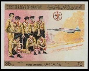 Stamp, Scout Group, Concorde, Yemen, Arab Republic,  , Aircraft, Aviation, Scouting