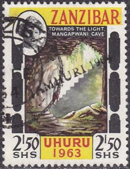 Cave of Mangapwani overprinted "JAMHURI 1964"