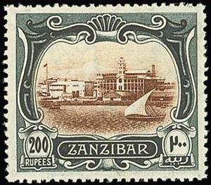 Stamp, Palace of Sultan Ali bin Hamoud, Zanzibar,  , Palaces, Ships