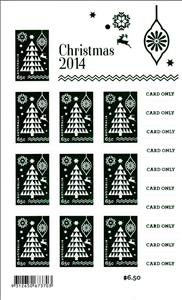 Mini Sheet, Christmas Tree with Dark Green Foil - sheet, Australia,  , Christmas, Stylized Plants