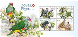 Souvenir Sheet, Pigeons and Doves, Australia,  , Animals (Fauna), Birds, Pigeons
