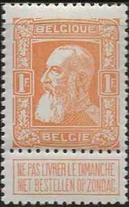 Stamp, Leopold II Type "Rough beard" 1F, Belgium,  , Anniversaries and Jubilees, Famous People, Heads of State, Kings, Men, Royalty