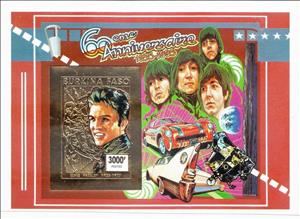 Souvenir Sheet, Elvis Presley, Burkina Faso,  , Actors, Entertainers, Famous People, Music, Musicians, Singers