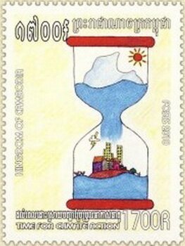 Melting iceberg in hourglass causes flooding