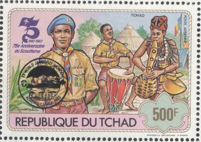 Boy Scouts from Tchad, overprinted