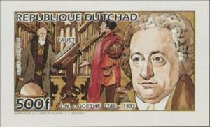 Stamp, J.W. Goethe, Chad,  , Literary People (Poets and Writers)