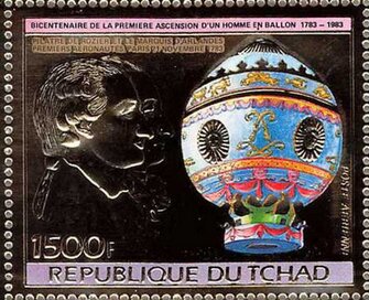 Stamp, Pilatre de Rozier and Joseph Montgonflier, Chad,  , Air Balloons, Anniversaries and Jubilees, Pilots