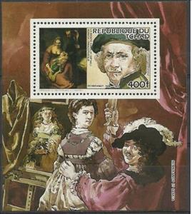 Souvenir Sheet, Rembrandt, Chad,  , Painters, Paintings