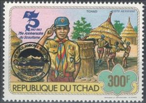 Stamp, Scouts from Chad, overprint, Chad,  , Dance, Scouting