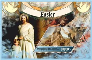 Souvenir Sheet, Easter, Cinderellas,  , Children, Easter, Paintings, Religion