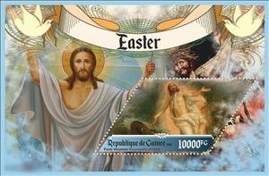 Souvenir Sheet, Easter, Cinderellas,  , Easter, Paintings, Religion