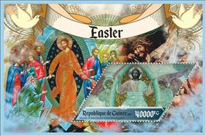 Souvenir Sheet, Easter, Cinderellas,  , Easter, Paintings, Religion