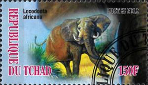 Stamp, Loxodonta Africana, Cinderellas,  , Animals (Fauna), Elephants, Mammals