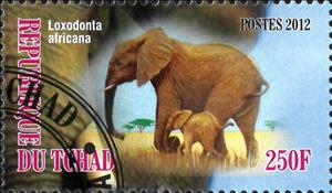 Stamp, Loxodonta Africana, Cinderellas,  , Animals (Fauna), Elephants, Mammals