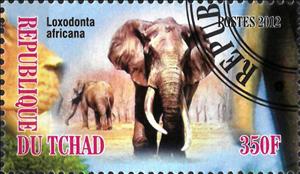 Stamp, Loxodonta Africana, Cinderellas,  , Animals (Fauna), Elephants, Mammals