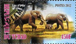 Stamp, Loxodonta Africana, Cinderellas,  , Animals (Fauna), Elephants, Mammals