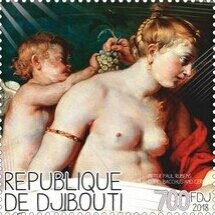 Stamp, Naked arts, Cinderellas,  , Art, Children, Nudes, Paintings, Women