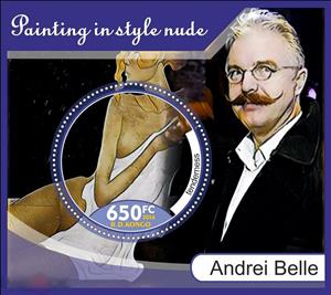 Souvenir Sheet, Painting in style nude. Andrei Belle, Cinderellas,  , Art, Men, Nudes, Painters, Paintings, People, Women