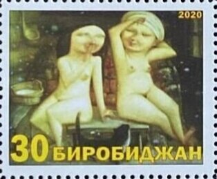 Russian bath in painting