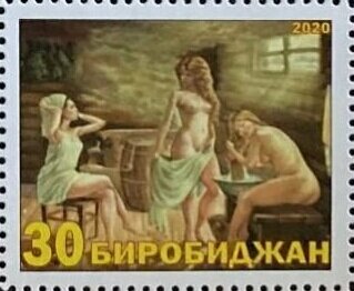 Russian bath in painting