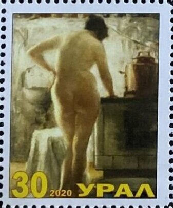 Russian bath in painting