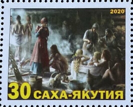 Russian bath in painting