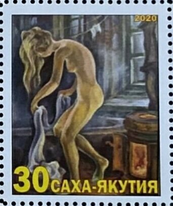 Russian bath in painting