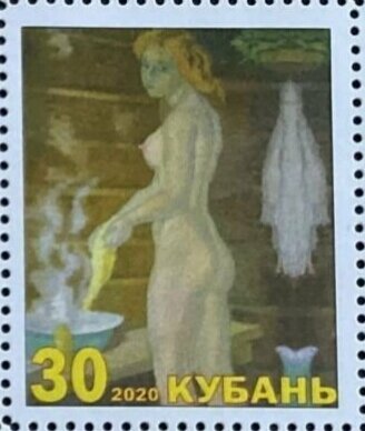 Russian bath in painting
