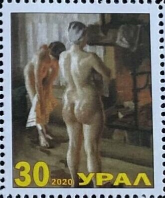 Russian bath in painting