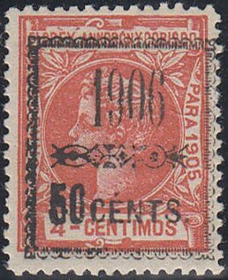 Alfonso XIII Surcharged on 4c