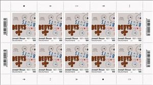 Mini Sheet, Joseph Beuys, Artist, Birth Centenary, Germany, Federal Republic,  , Art, Artists, Famous People