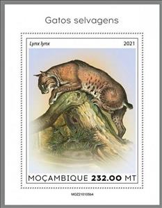 Souvenir Sheet, The Eurasian Lynx (Lynx lynx), Mozambique,  , Animals (Fauna), Lynx, Mammals