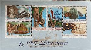 Souvenir Sheet, Discoverers, New Zealand,  , Discoverers, Explorers, Famous People, Sailing Ships
