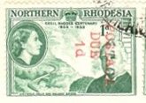 Stamp, Cecil Rhodes and Victoria Falls, Northern Rhodesia,  , Anniversaries and Jubilees, Bridges, Crowns and Coronets, Famous People, Heads of State, Queens, Royalty, Waterfalls