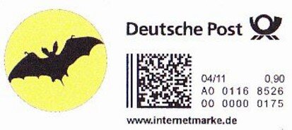 Stamp, Bat flying in front of the moon, Personalized and Private Mail Stamps,  , Bats, Halloween