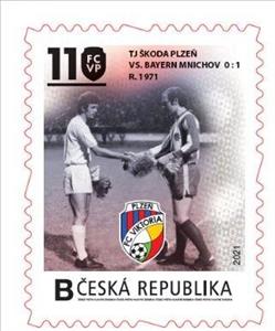 Stamp, TJ Škoda Plzeň vs. Bayern Mnichov 0:1, r. 1971, Personalized and Private Mail Stamps,  , Anniversaries and Jubilees, Football (Soccer)